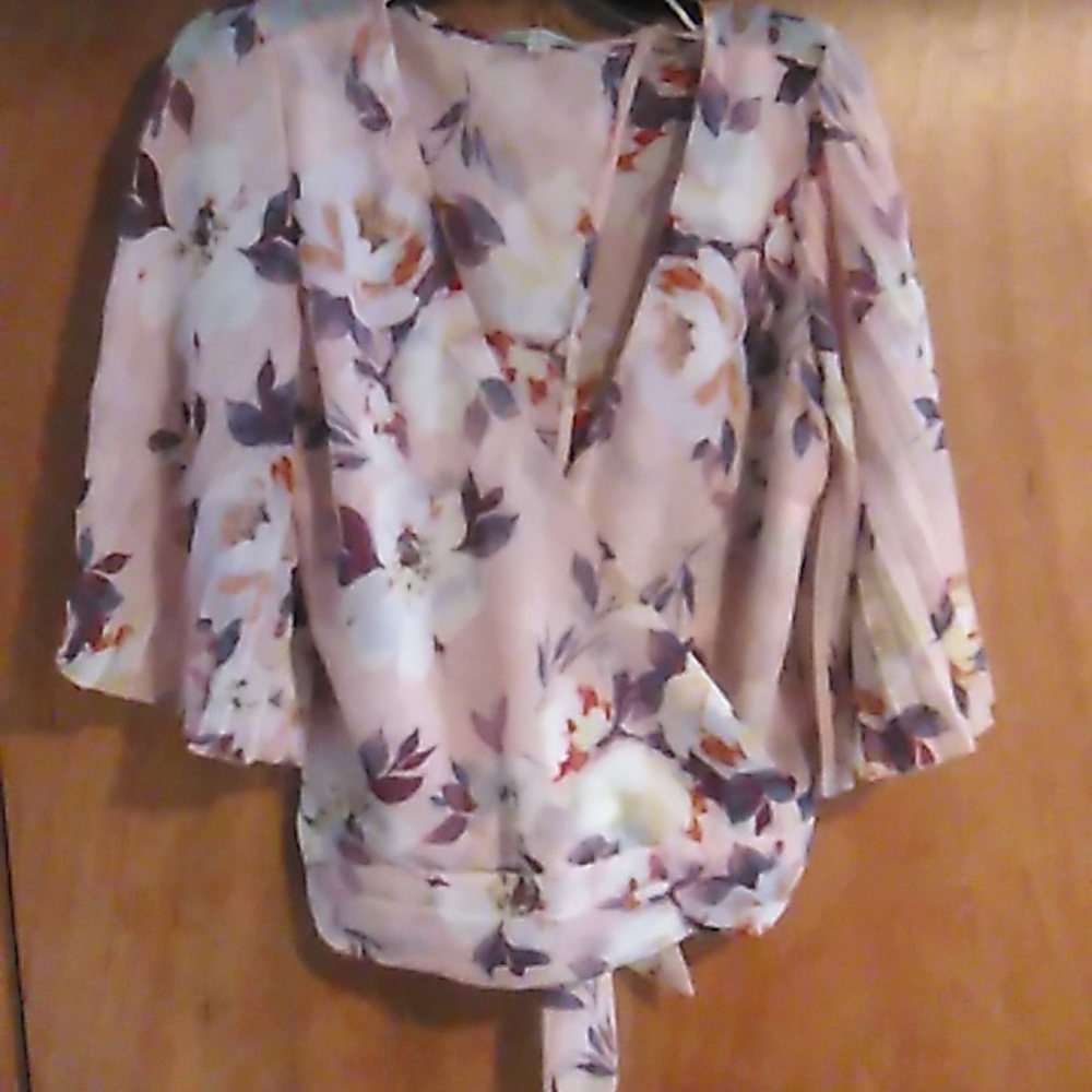 Anthropologie| Haute Monde pink flowered open back top sz xl